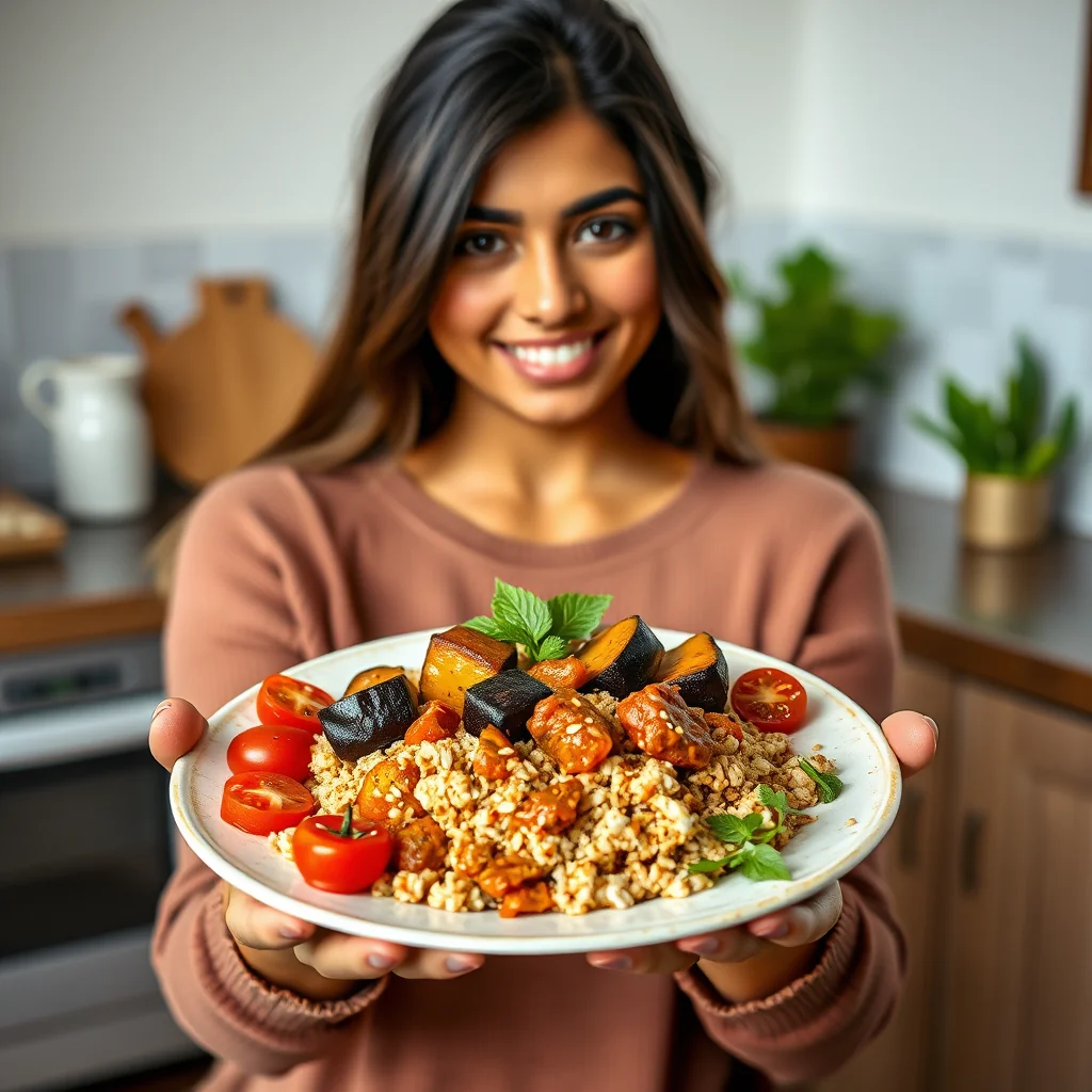 Andhra Sesame Tamarind Eggplant Curry with Bulgur Wheat – vegetarian recipe