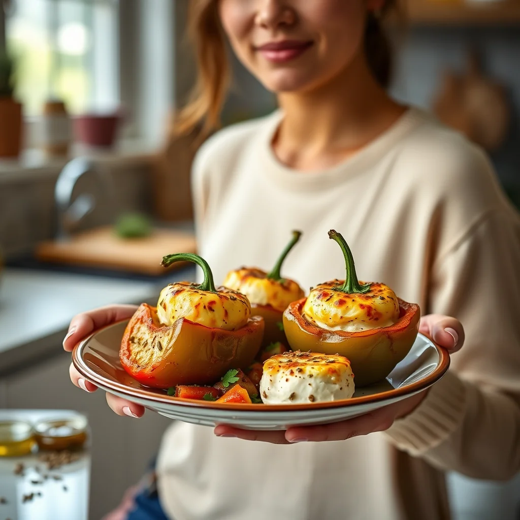Indian-Spiced Paneer Stuffed Romano Peppers – vegetarian recipe