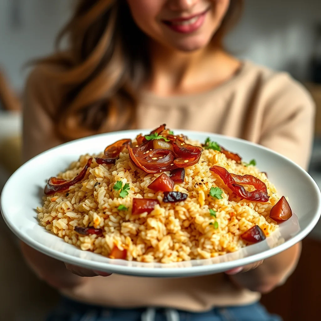 Flavorful Tamarind Rice with Caramelized Onions – vegetarian recipe