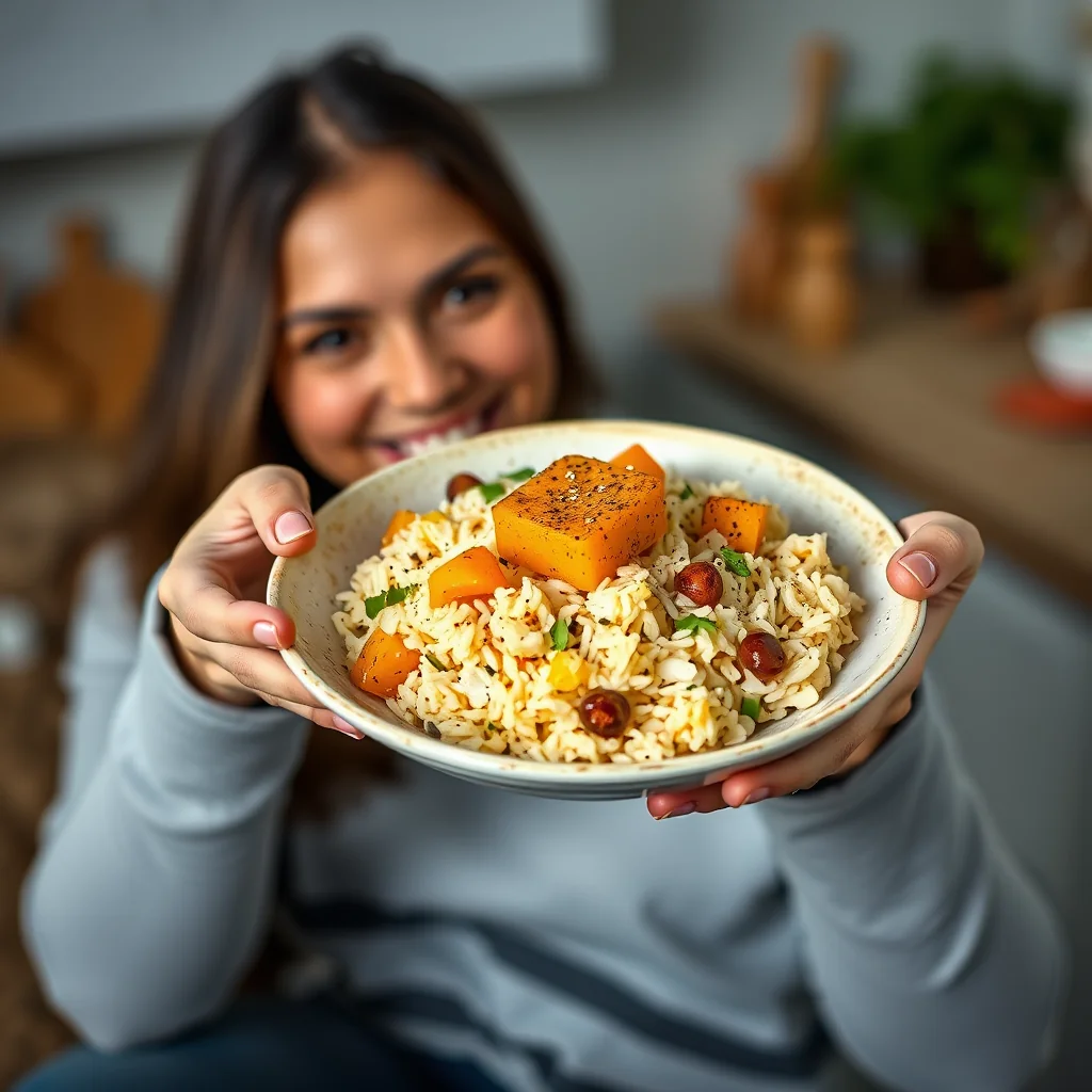 Lime Pickle Rice with Roasted Butternut Squash – vegetarian recipe