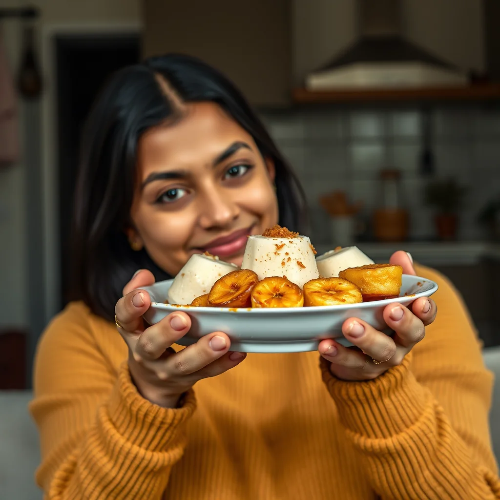 Salted Jaggery Kulfi with Caramelized Bananas – vegetarian recipe