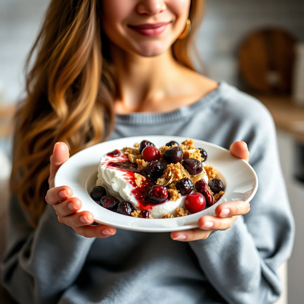 Indian-Inspired Baked Yogurt with Tamarind Berries & Almond  – vegetarian recipe