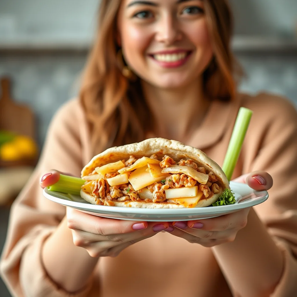 Stuffed Pita Sandwich with Apple, Cheddar, and Walnuts – vegetarian recipe