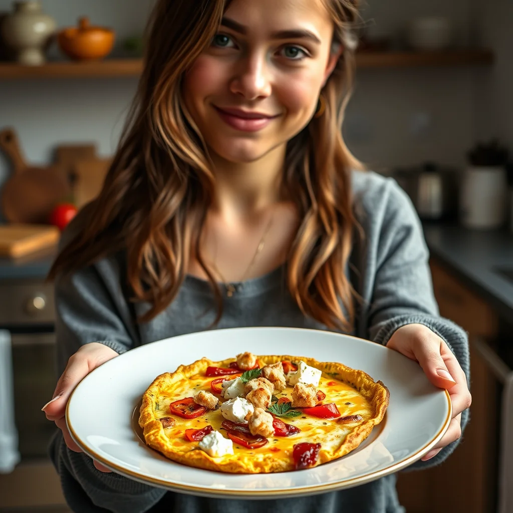 Mediterranean Frittata with Feta, Roasted Peppers, and Crout – vegetarian recipe