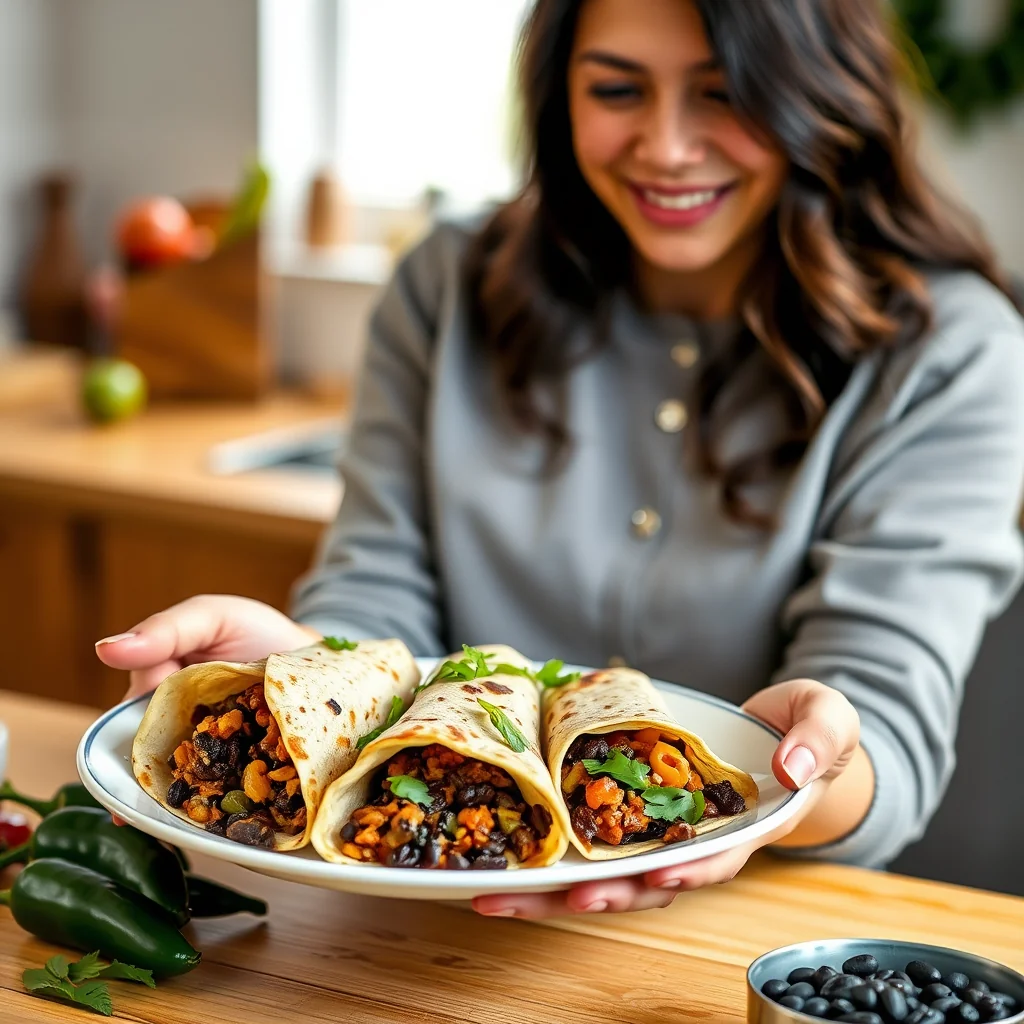 Poblano and Black Bean Breakfast Burritos – vegetarian recipe