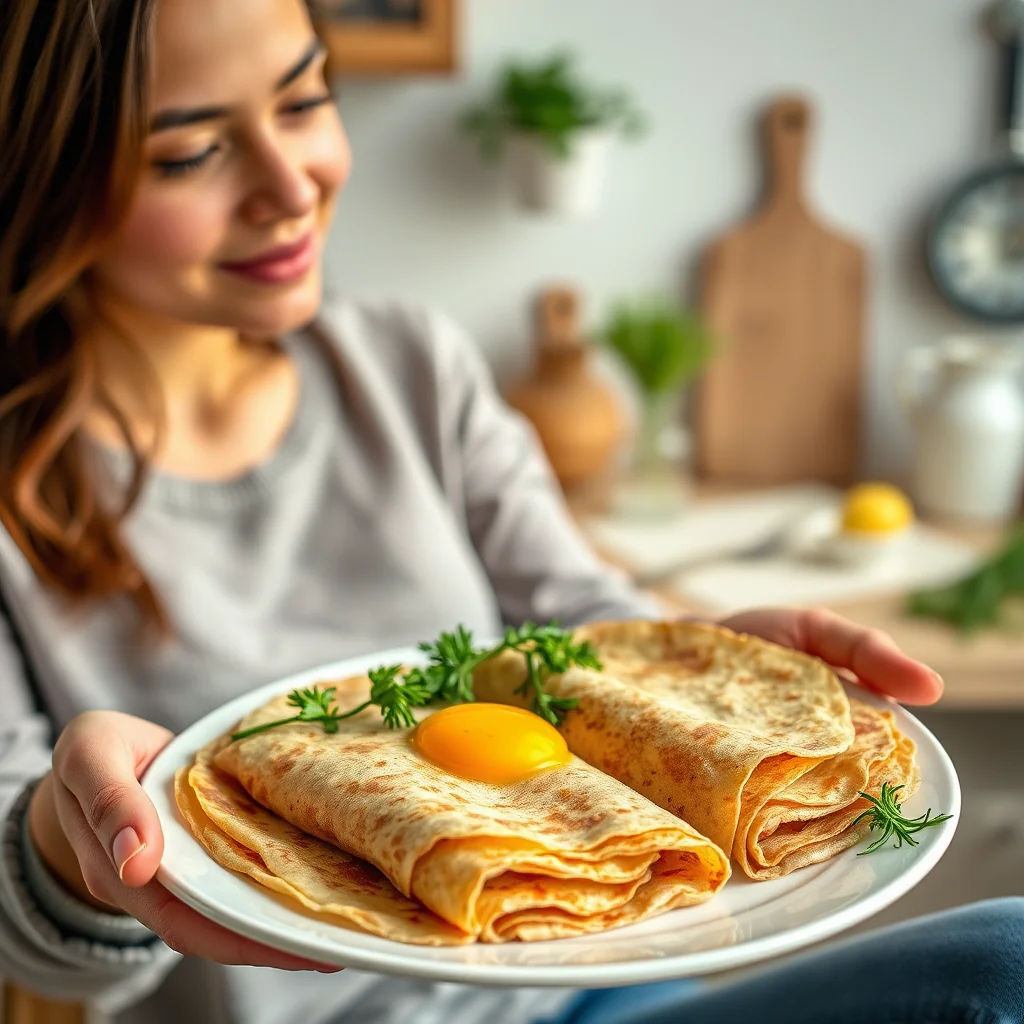 Savory Whole Wheat Crepes with Fresh Herbs – vegetarian recipe