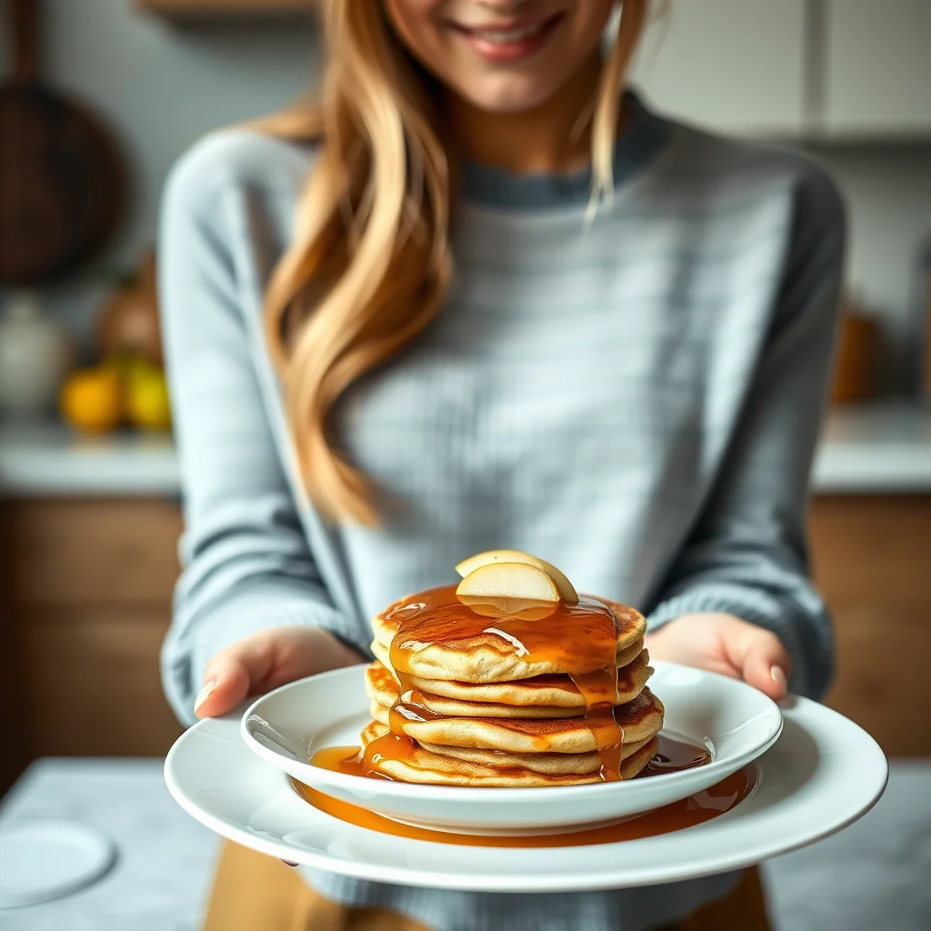 Ginger Pear Pancakes with Apricot-Pear Syrup – vegetarian recipe