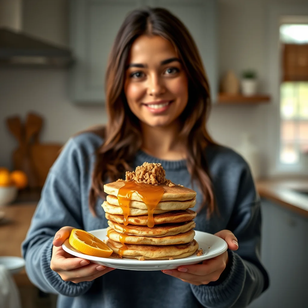 Fluffy Oat Bran Pancakes with Warm Orange Syrup – vegetarian recipe