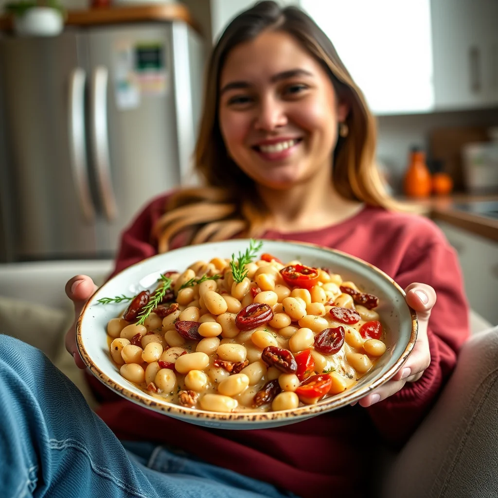 Slow Cooker Creamy Cannellini Beans with Sun-Dried Tomatoes – vegetarian recipe