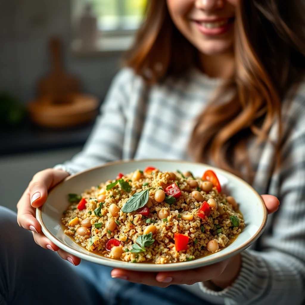 Pesto Bulgur and Bean Salad – vegetarian recipe