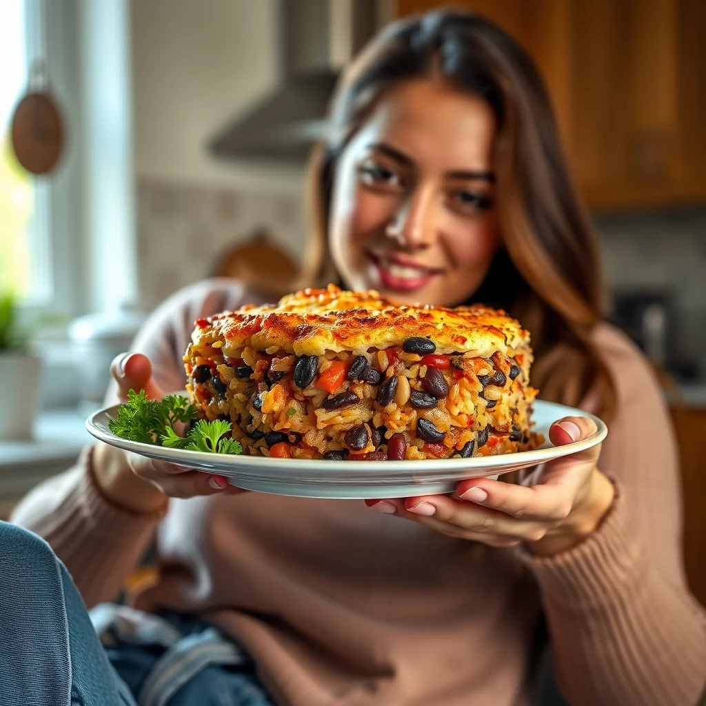 Layered Spanish Rice and Black Bean Bake – vegetarian recipe