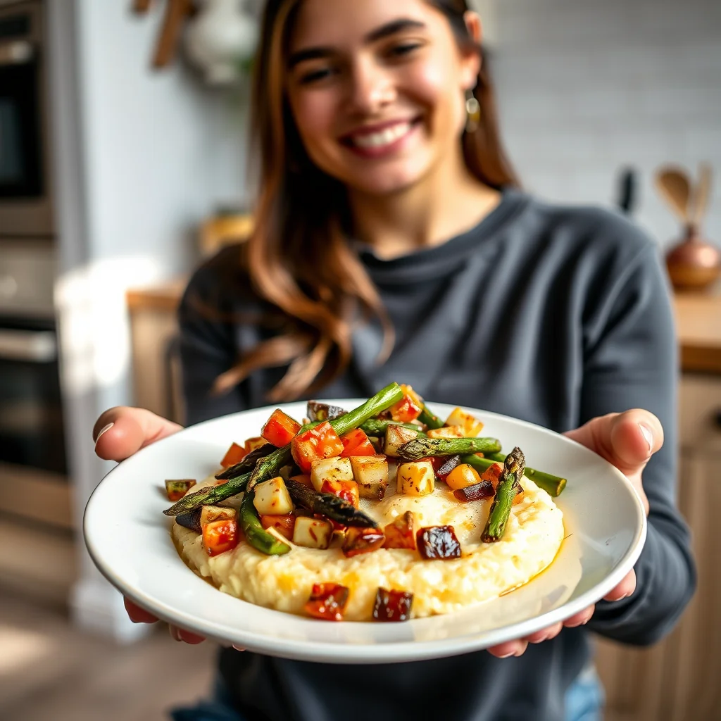 Creamy Polenta with Caramelized Roasted Vegetables – vegetarian recipe