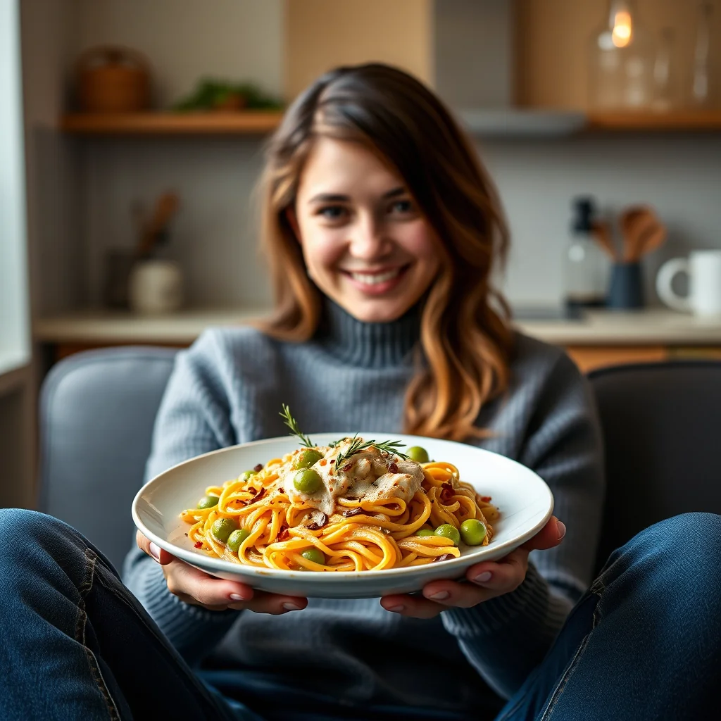 Creamy Edamame and Carrot Pasta with Rosemary – vegetarian recipe