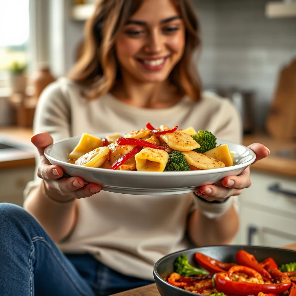 20-Minute Ravioli Skillet with Creamy Roasted Red Pepper Sau – vegetarian recipe