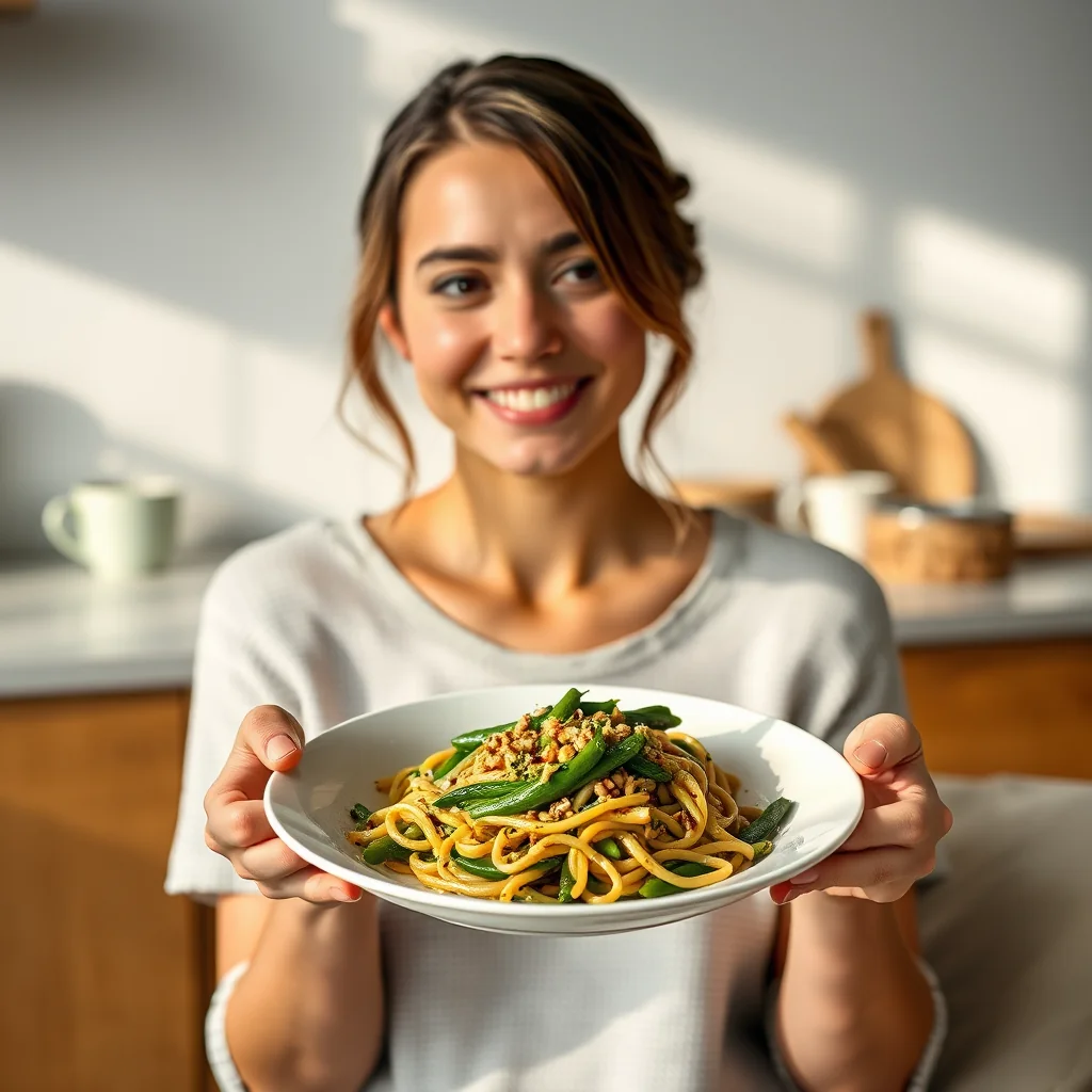 30-Minute Green Bean Pesto Pasta – vegetarian recipe