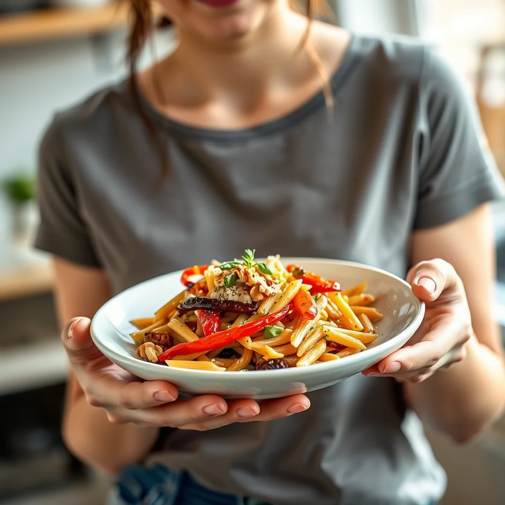 Rainbow Pepper and Walnut Pasta – vegetarian recipe