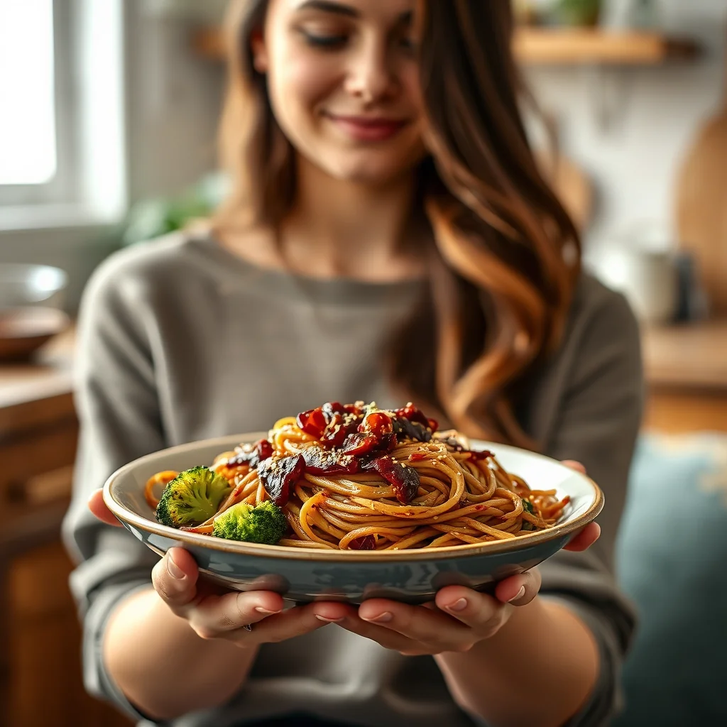 Soba Noodle Stir-Fry with Sweet and Spicy Plum Sauce – vegetarian recipe