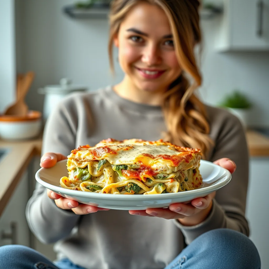 Creamy Broccoli Cheddar Lasagna – vegetarian recipe