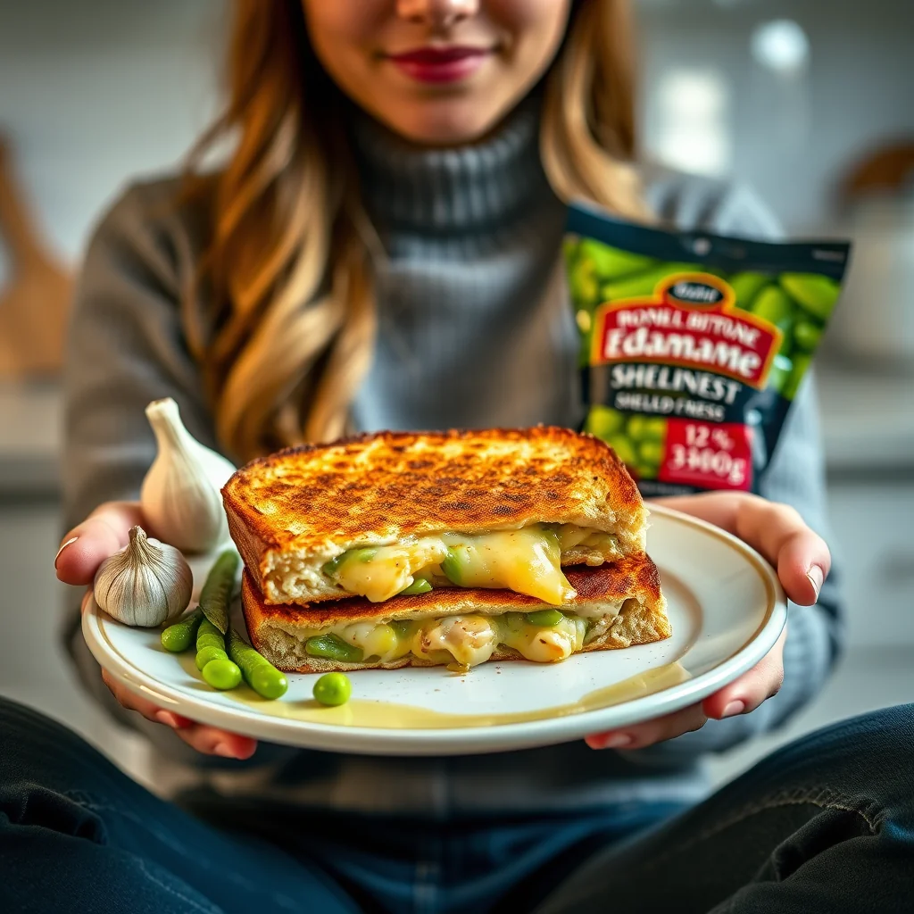 Roasted Garlic & Edamame Grilled Cheese – vegetarian recipe