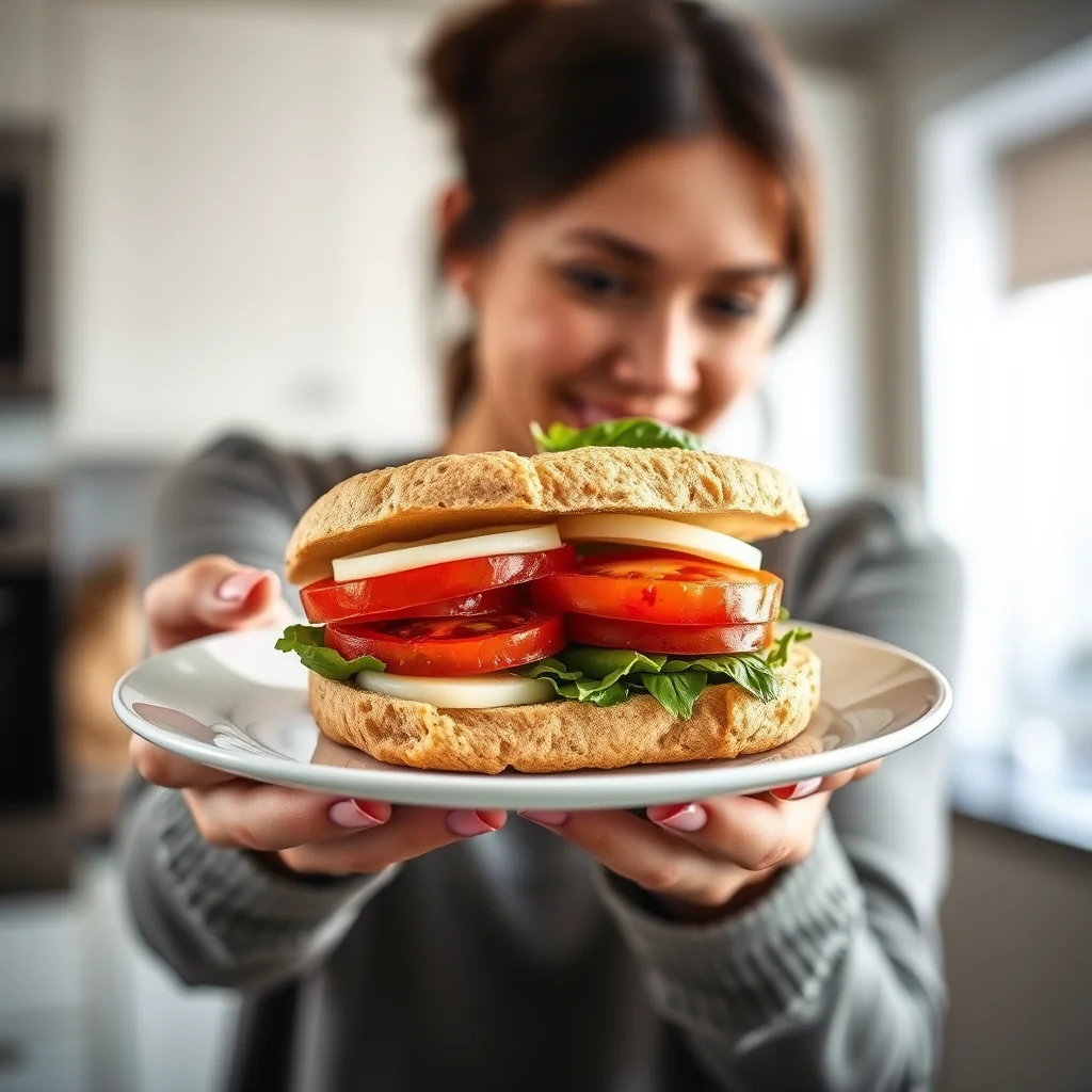 10-Minute Caprese English Muffin Sandwich – vegetarian recipe