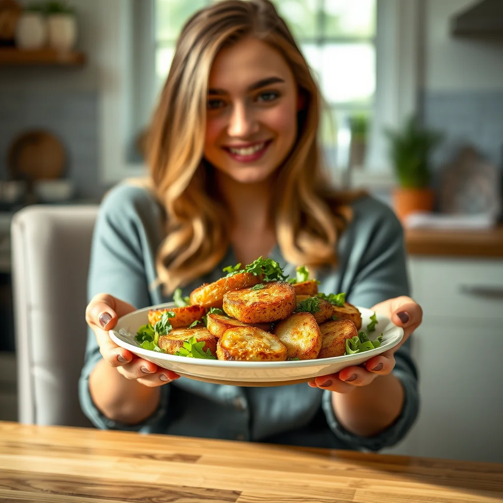 Crispy Potato Cake Salad with Chive Honey Mustard Vinaigrett – vegetarian recipe