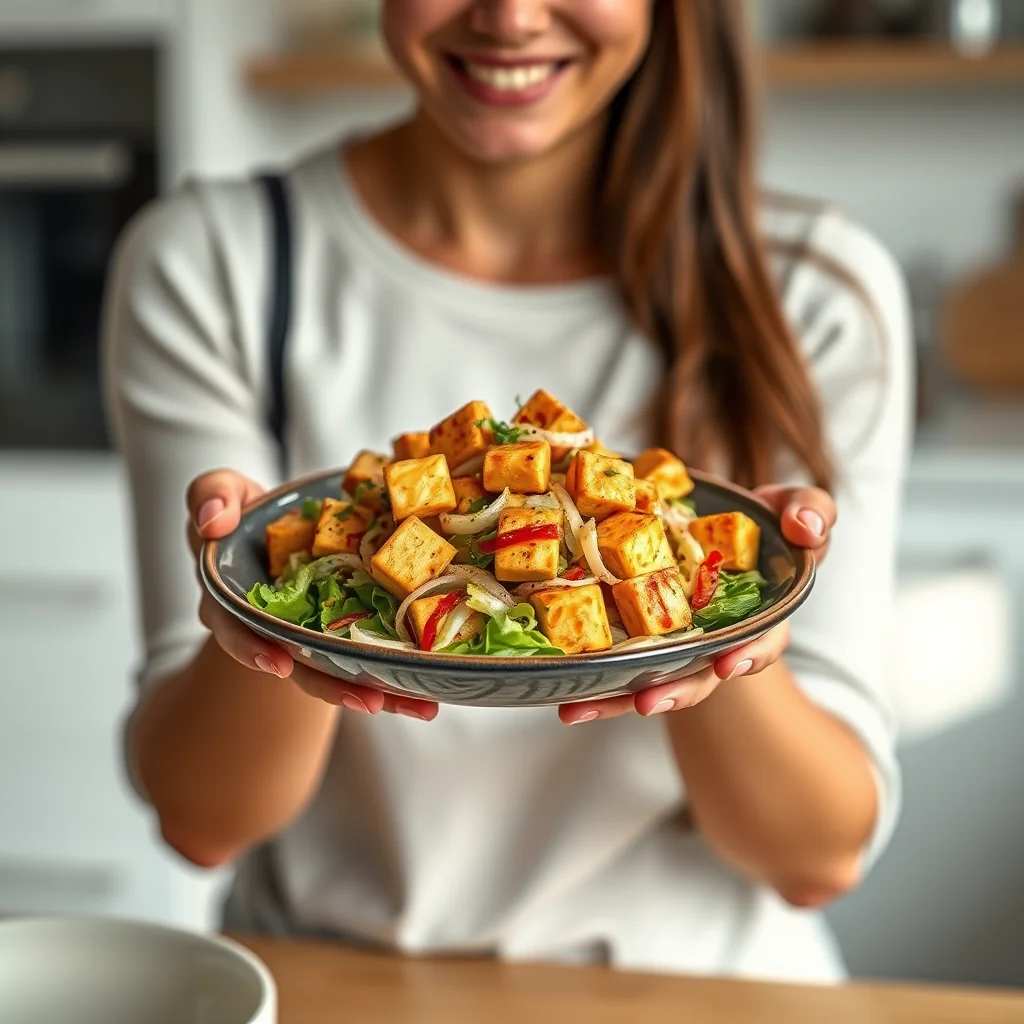 Spicy Peanut Tofu & Jicama Salad – vegetarian recipe