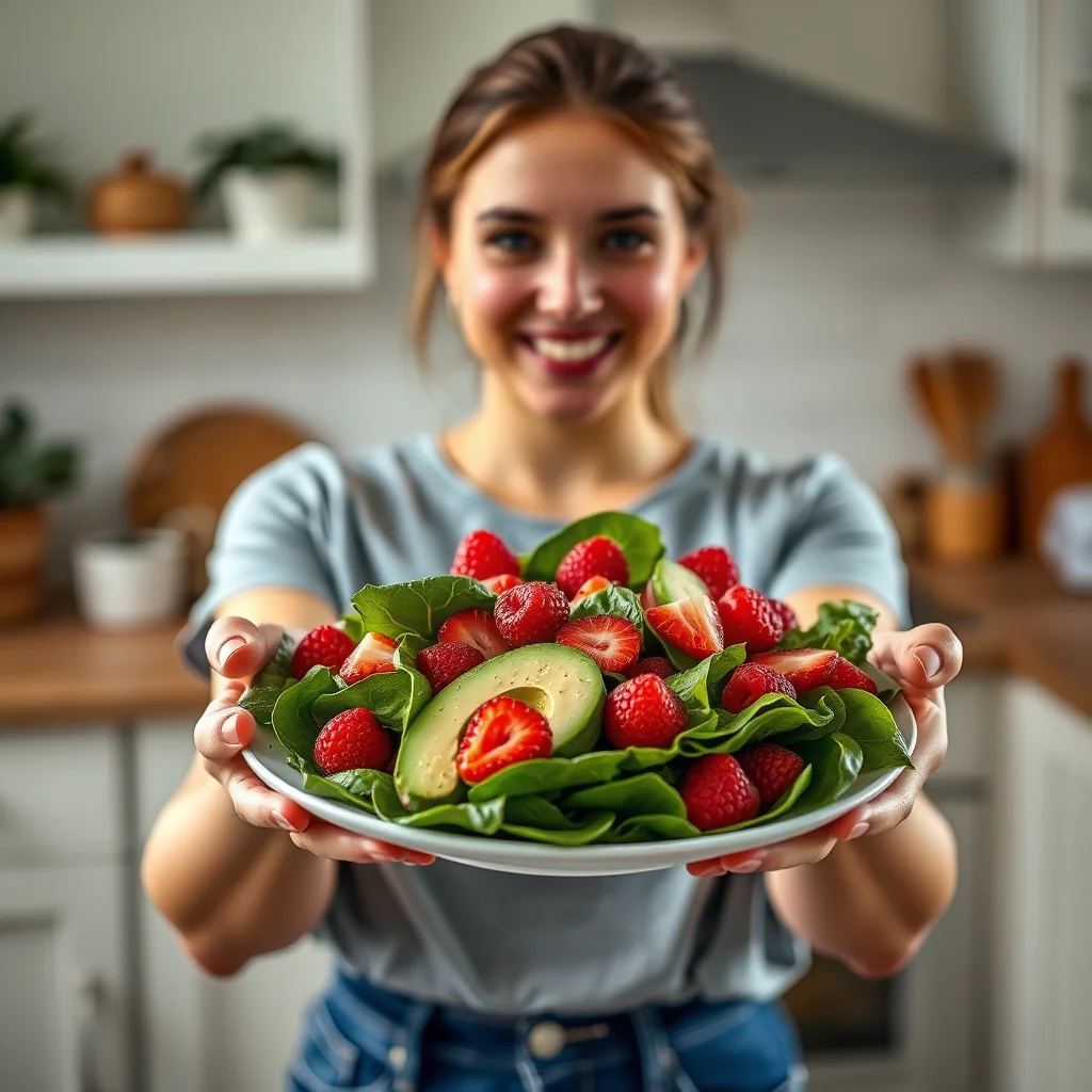 Vibrant Raspberry Avocado Spinach Salad – vegetarian recipe