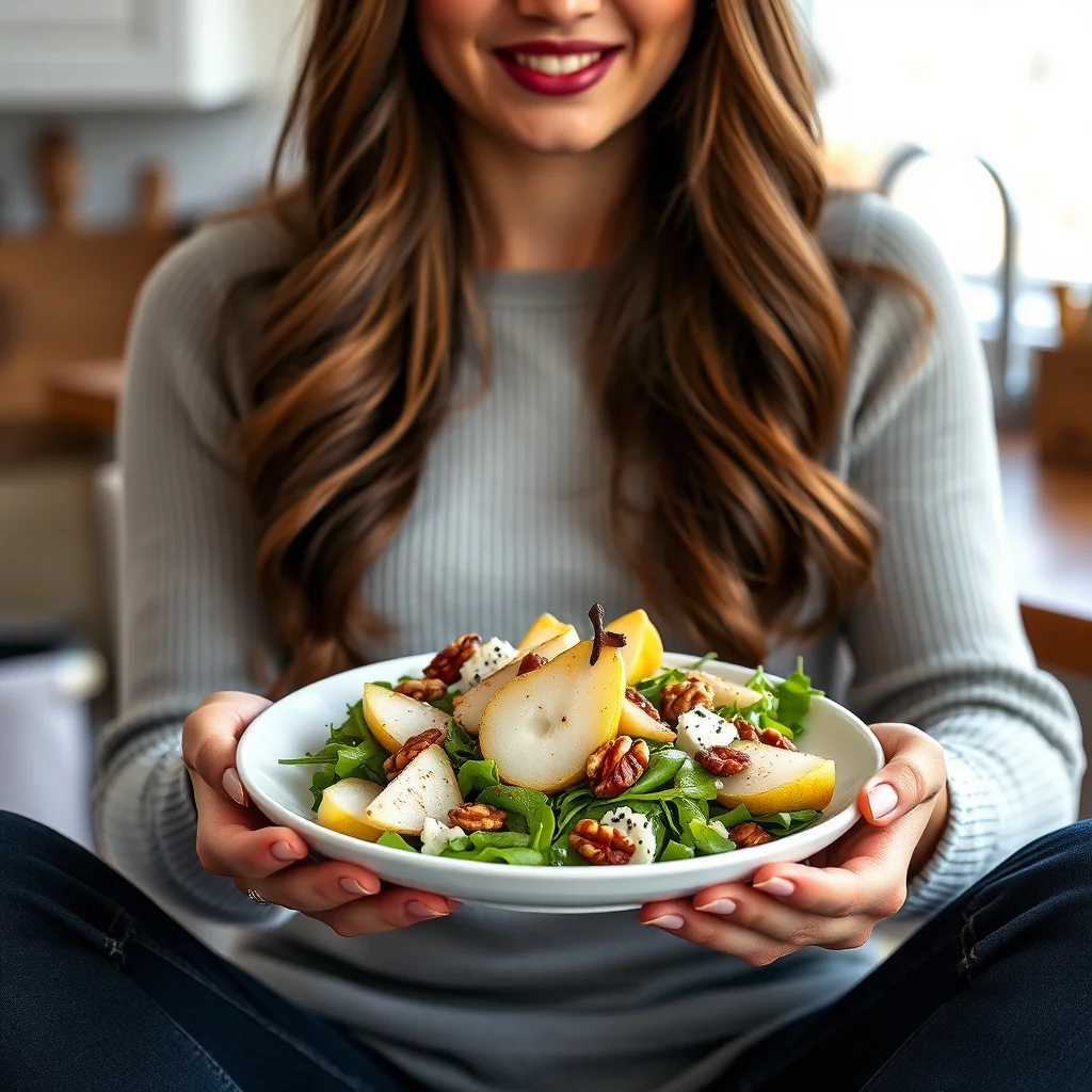 Fall Pear Salad with Blue Cheese and Walnuts – vegetarian recipe