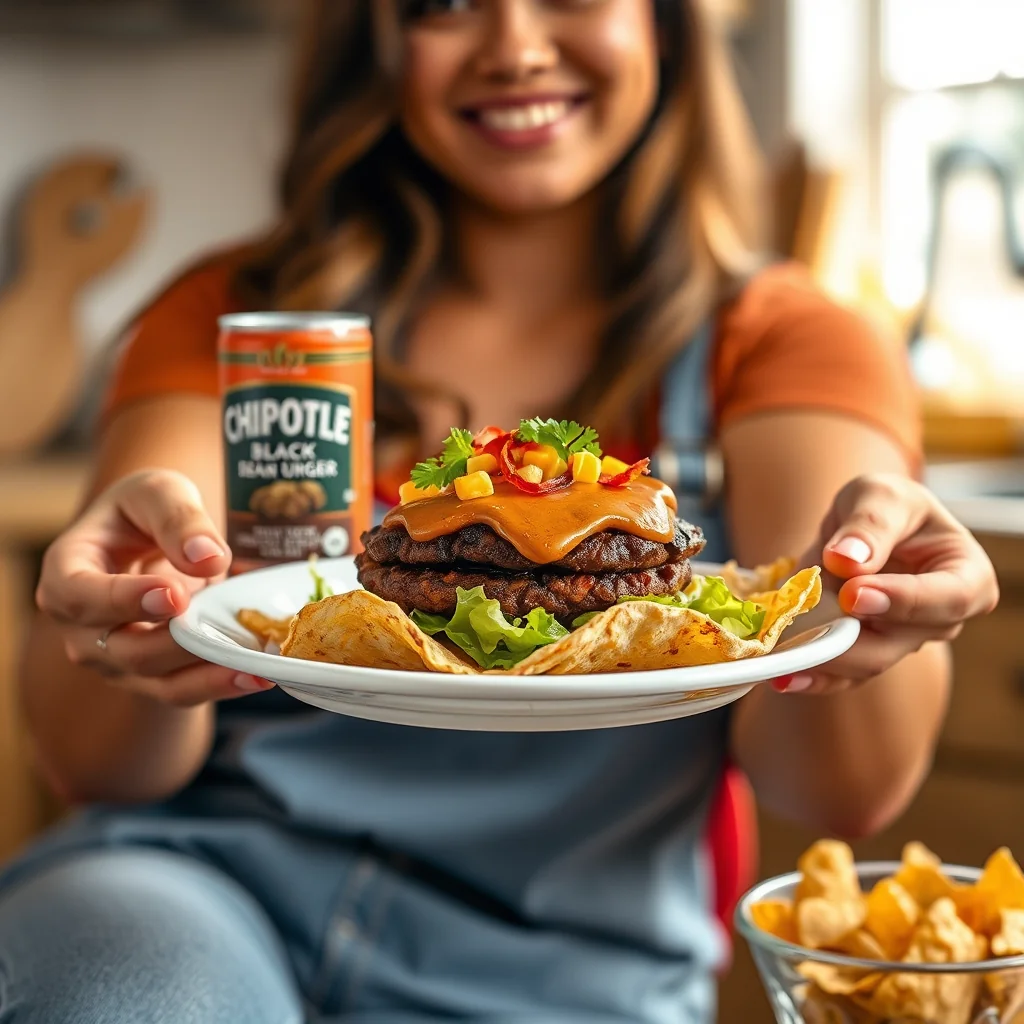 Chipotle Black Bean Burgers on a Tostada – vegetarian recipe