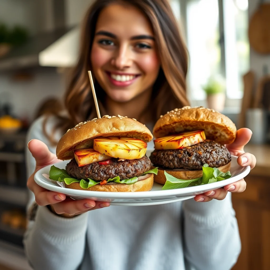 Tropical Black Bean Burgers with Grilled Pineapple – vegetarian recipe