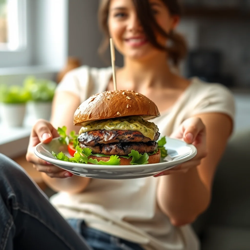 Grilled Portobello Burgers with Pesto-Sunflower Mayo – vegetarian recipe