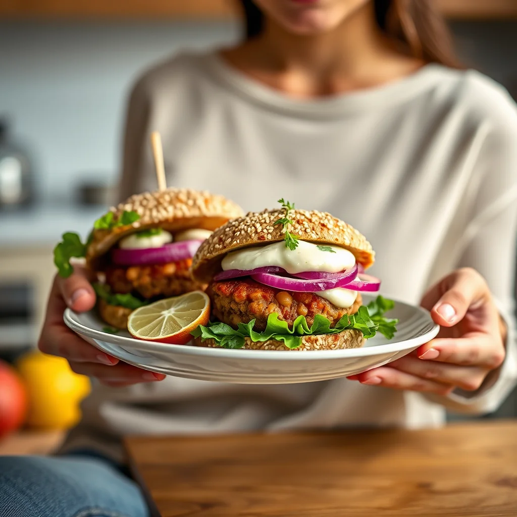 Cracked Wheat and Pinto Bean Burgers with Pickled Onions and – vegetarian recipe