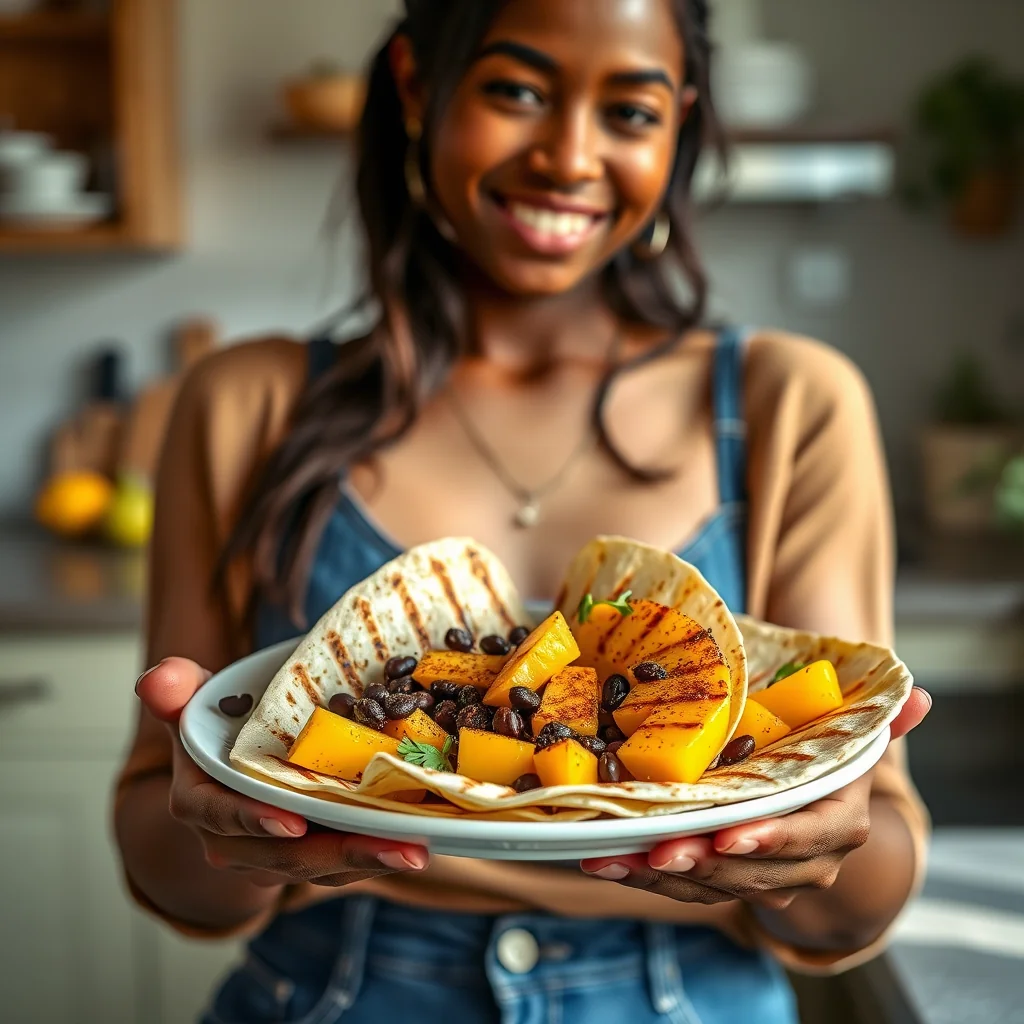 Grilled Mango and Black Bean Wraps – vegetarian recipe