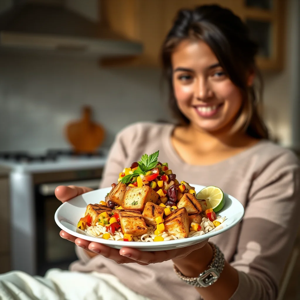 Grilled Tofu with Corn and Pinto Bean Salsa – vegetarian recipe