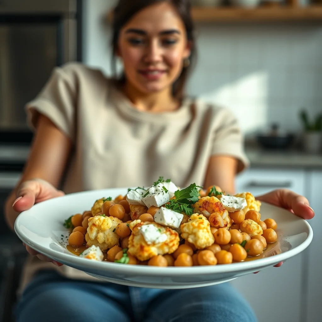 Mediterranean Cauliflower Bake with Feta and Chickpeas – vegetarian recipe