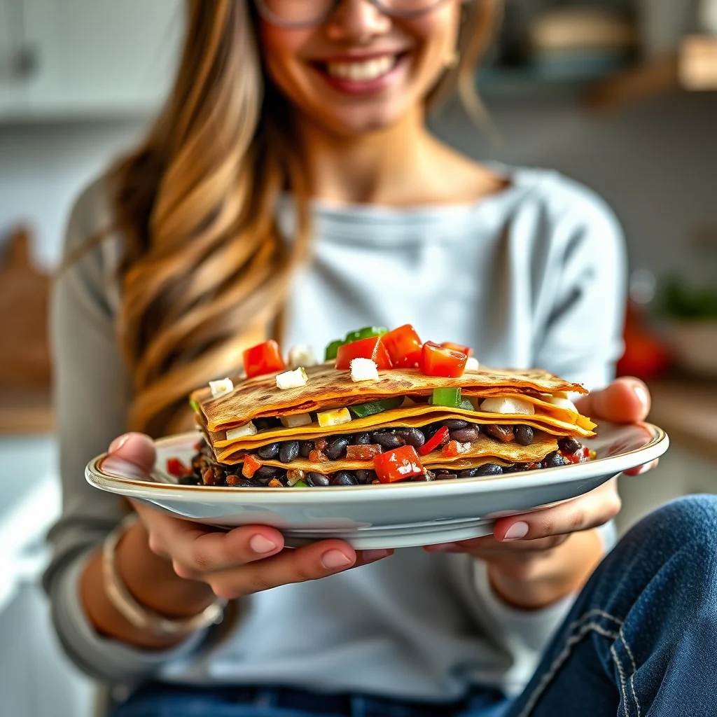 Layered Black Bean Tortilla Bake – vegetarian recipe