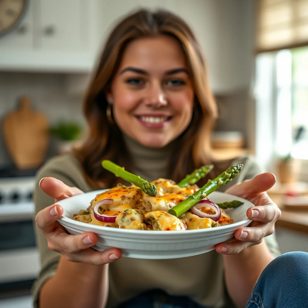 Cheesy Green Chile & Asparagus Bake – vegetarian recipe