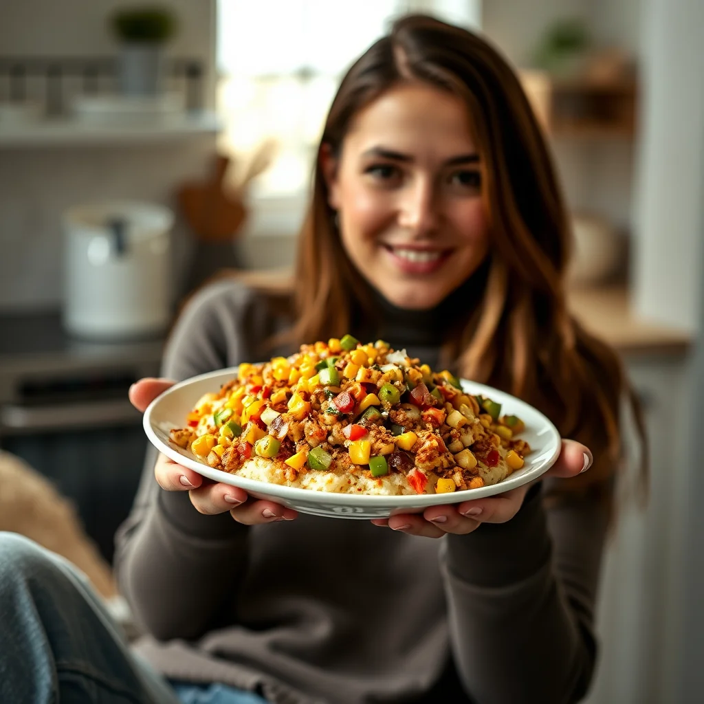 Savory Polenta Bake with Corn and Veggies – vegetarian recipe
