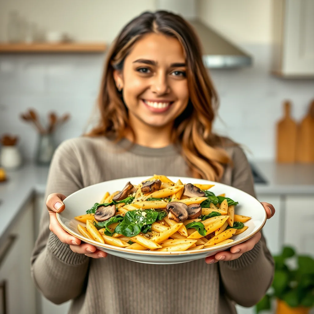 Cheesy Pesto & Mushroom Baked Penne – vegetarian recipe