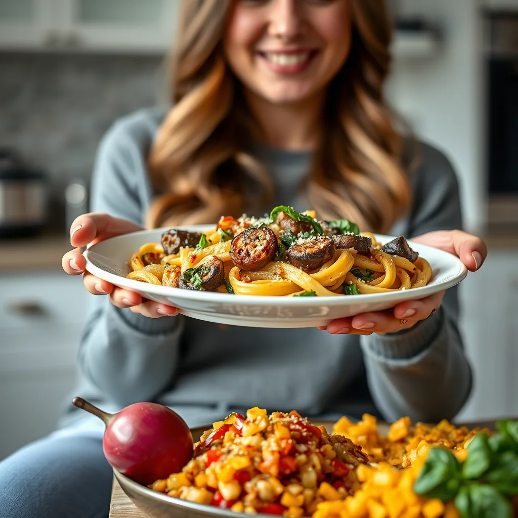 Roasted Eggplant and Spinach Pasta Bake – vegetarian recipe