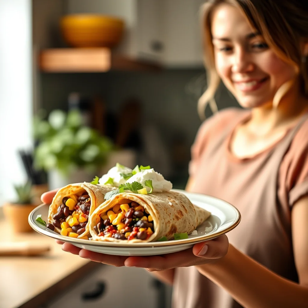Oven-Baked Vegan Black Bean and Corn Burritos – vegetarian recipe