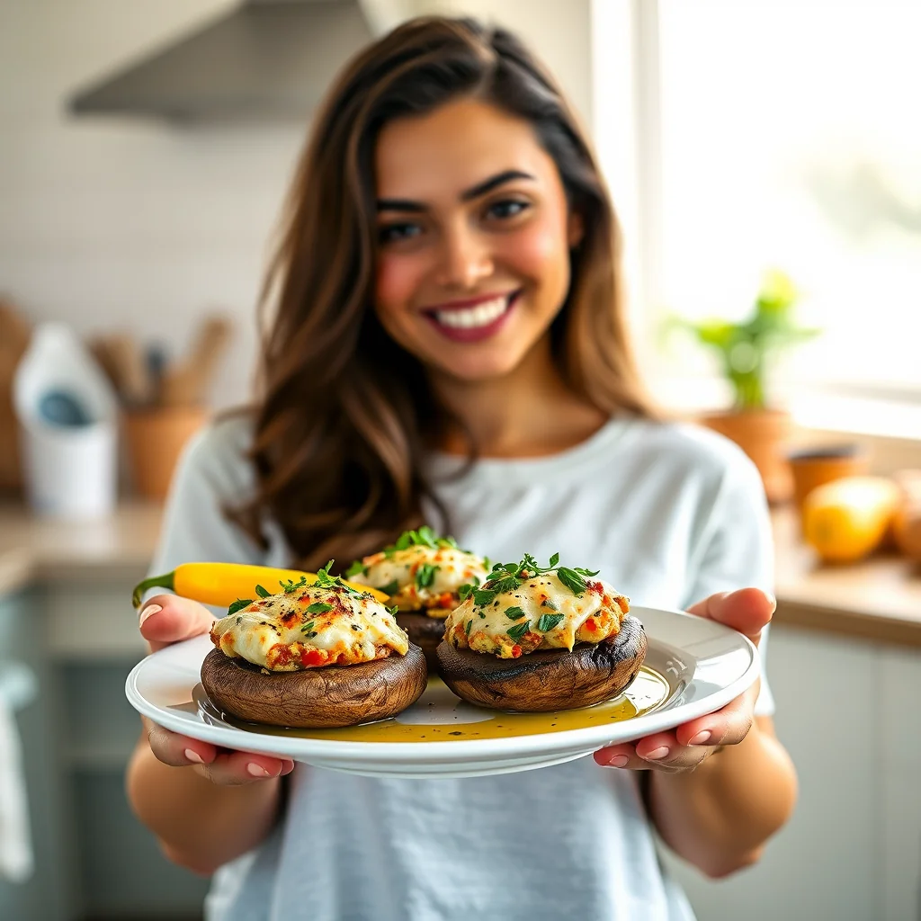 Cheesy Veggie-Stuffed Portobello Mushrooms – vegetarian recipe