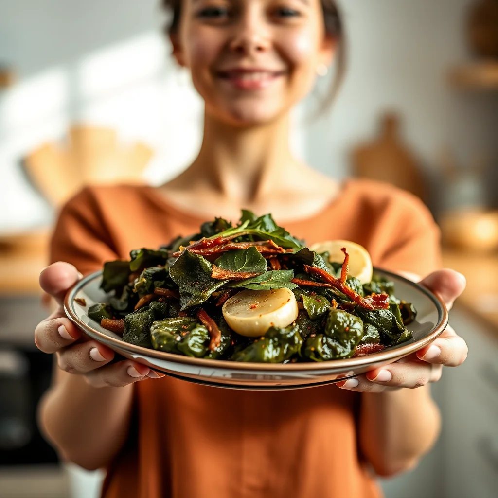 Smoky Spiced Collard Greens with Turnip – vegetarian recipe