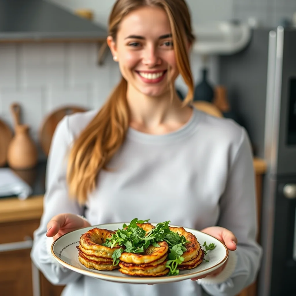 Zucchini and Potato Pancake Nests with Spring Greens Salad – vegetarian recipe