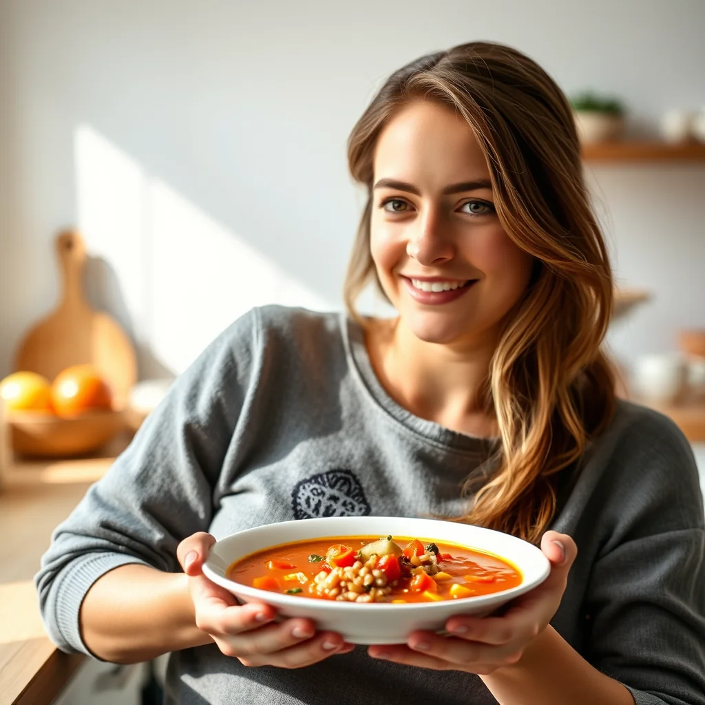 Hearty Tomato-Barley Soup with Garden Vegetables – vegetarian recipe