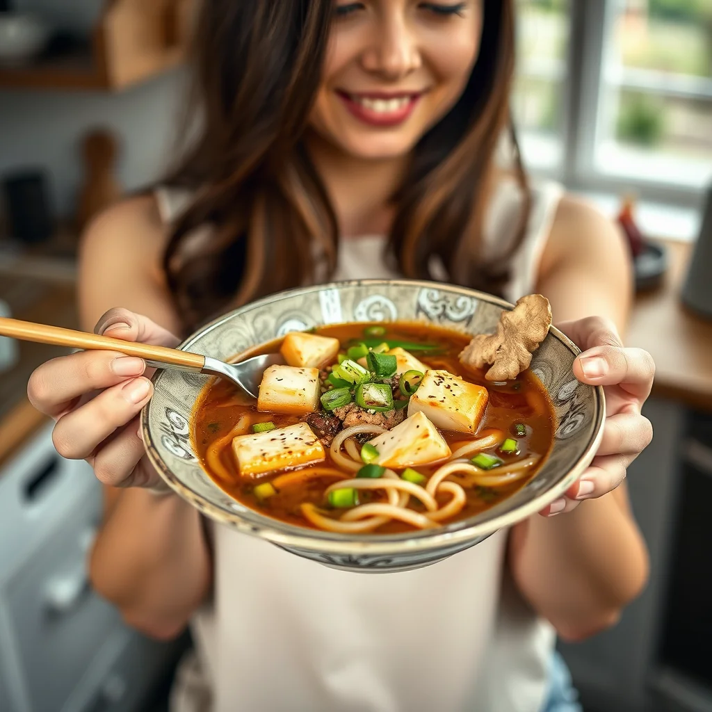 Hearty Miso Soup with Soba Noodles and Tofu – vegetarian recipe