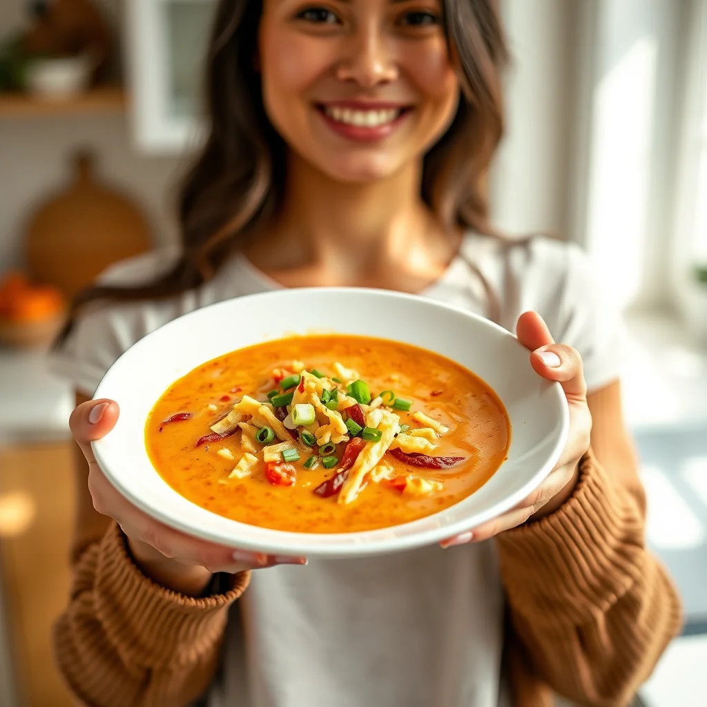 Cheesy Potato and Roasted Red Pepper Soup – vegetarian recipe