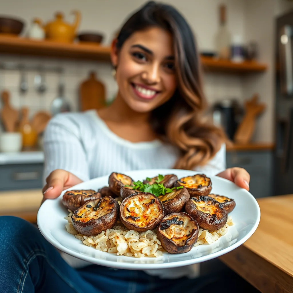 Broiled Portobello Mushrooms in the Kodaga Style (Chutta Kum – vegetarian recipe