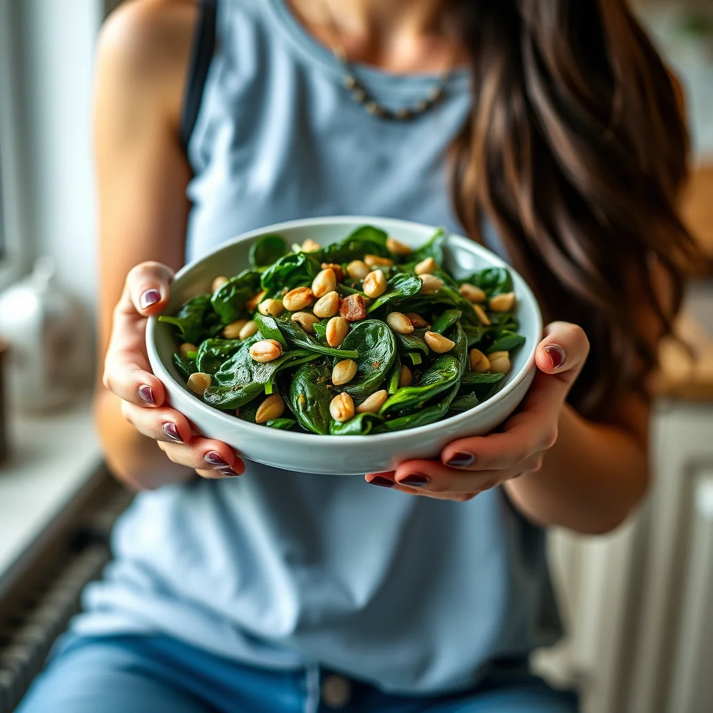 Sautéed Spinach with Pine Nuts and Garlic – vegetarian recipe