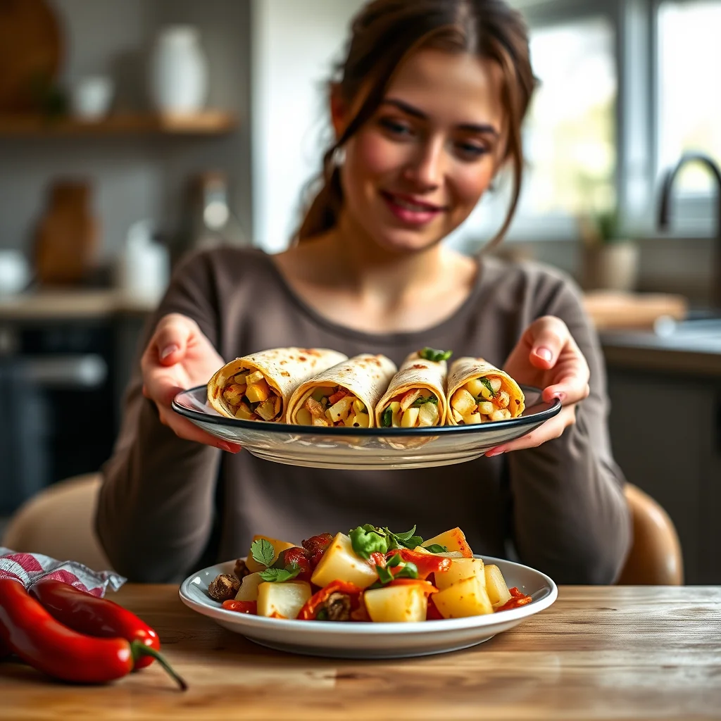 Potato Poblano Breakfast Burritos – vegetarian recipe